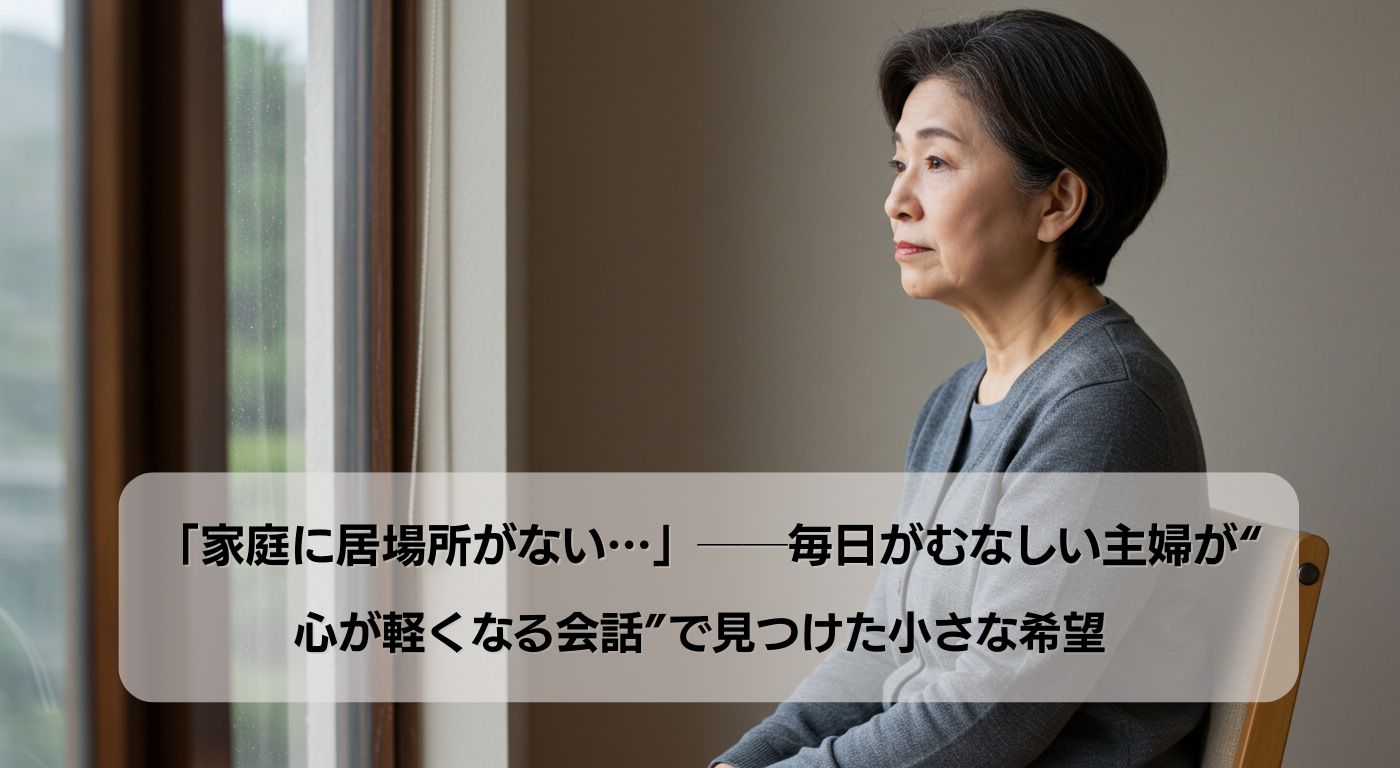 「家庭に居場所がない…」──毎日がむなしい主婦が“心が軽くなる会話”で見つけた小さな希望