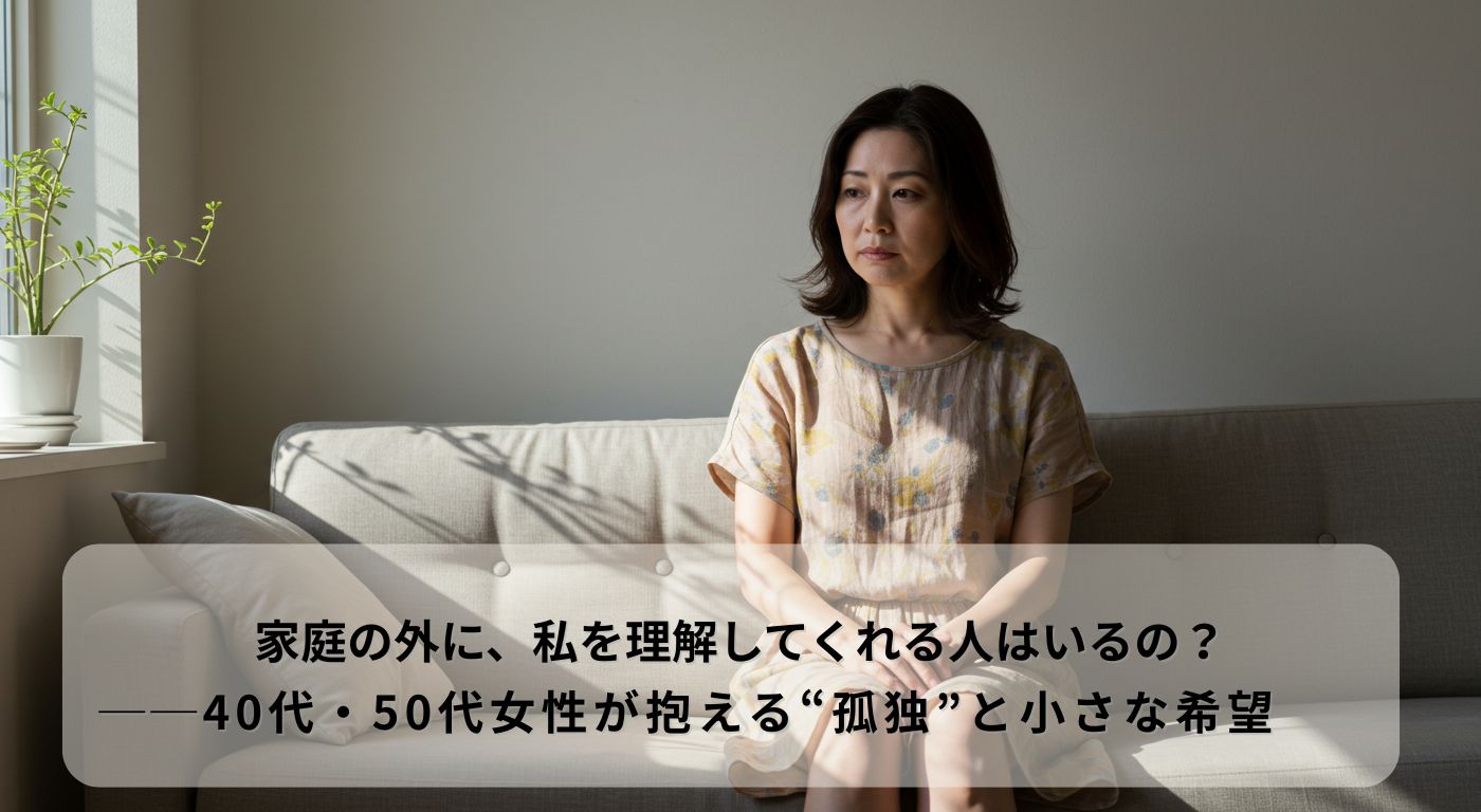 家庭の外に、私を理解してくれる人はいるの？──40代・50代女性が抱える“孤独”と小さな希望