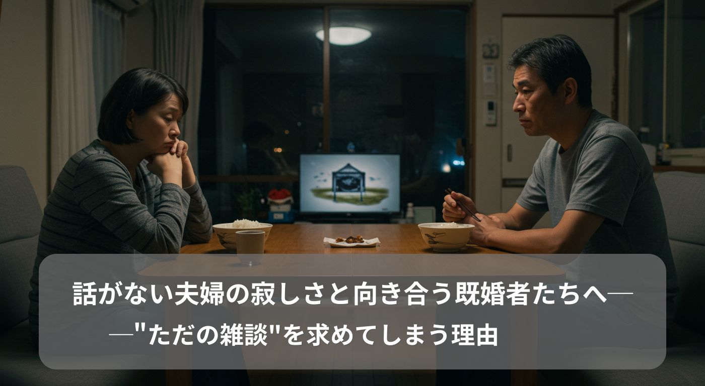 「話がない夫婦の寂しさ」と向き合う既婚者たちへ──”ただの雑談”を求めてしまう理由