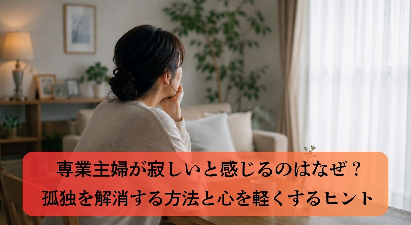 専業主婦が寂しいと感じるのはなぜ？孤独を解消する方法と心を軽くするヒント
